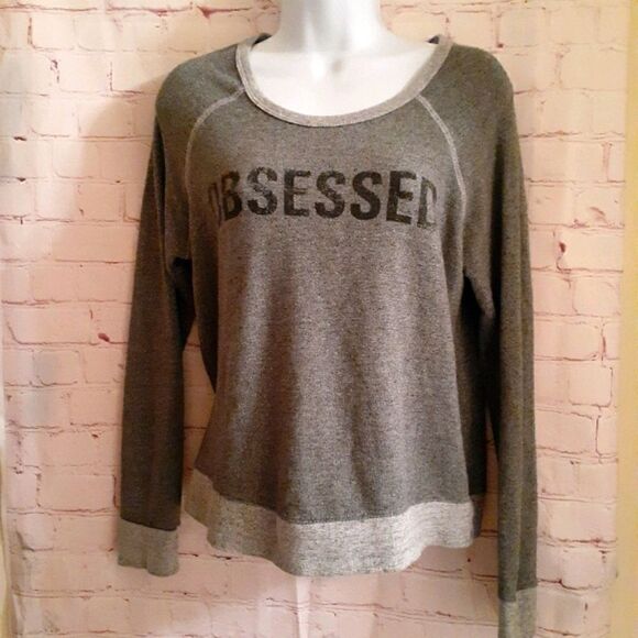 Sundry Gray Oversized "Obsessed" Graphic Sweatshirt sz.0/XS MSRP $72 - Picture 2 of 6